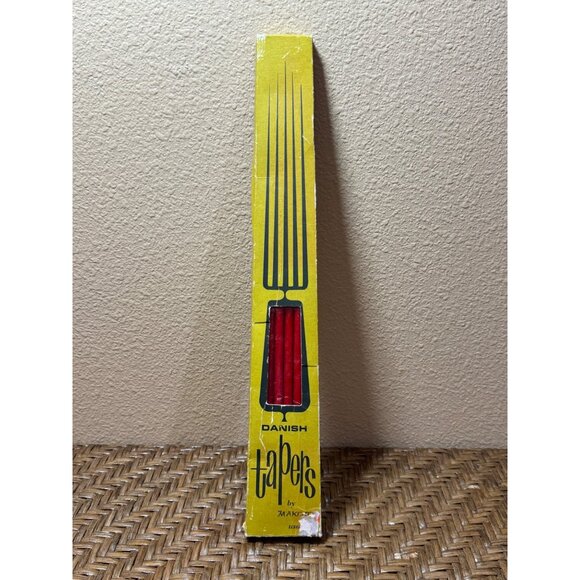 Vintage DANISH Tapers Candles Mid Century Modern 15" RED 12pc Slim Makoto - Picture 1 of 9
